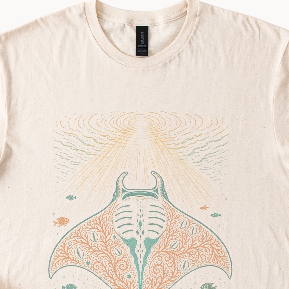 Deep Water Manta Ray Graphic Tee Mystical Ocean Art